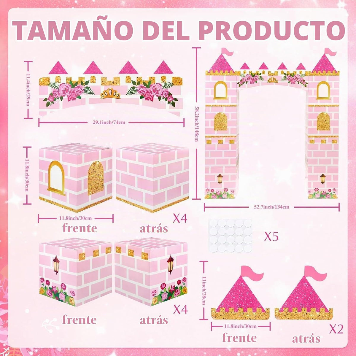 WERNNSAI Decoración rosa del partido de la princesa del castillo de...