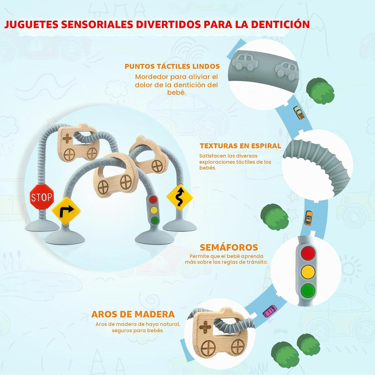 zeeloopbee Juguetes de succión para silla alta para bebés de 6 a 12...