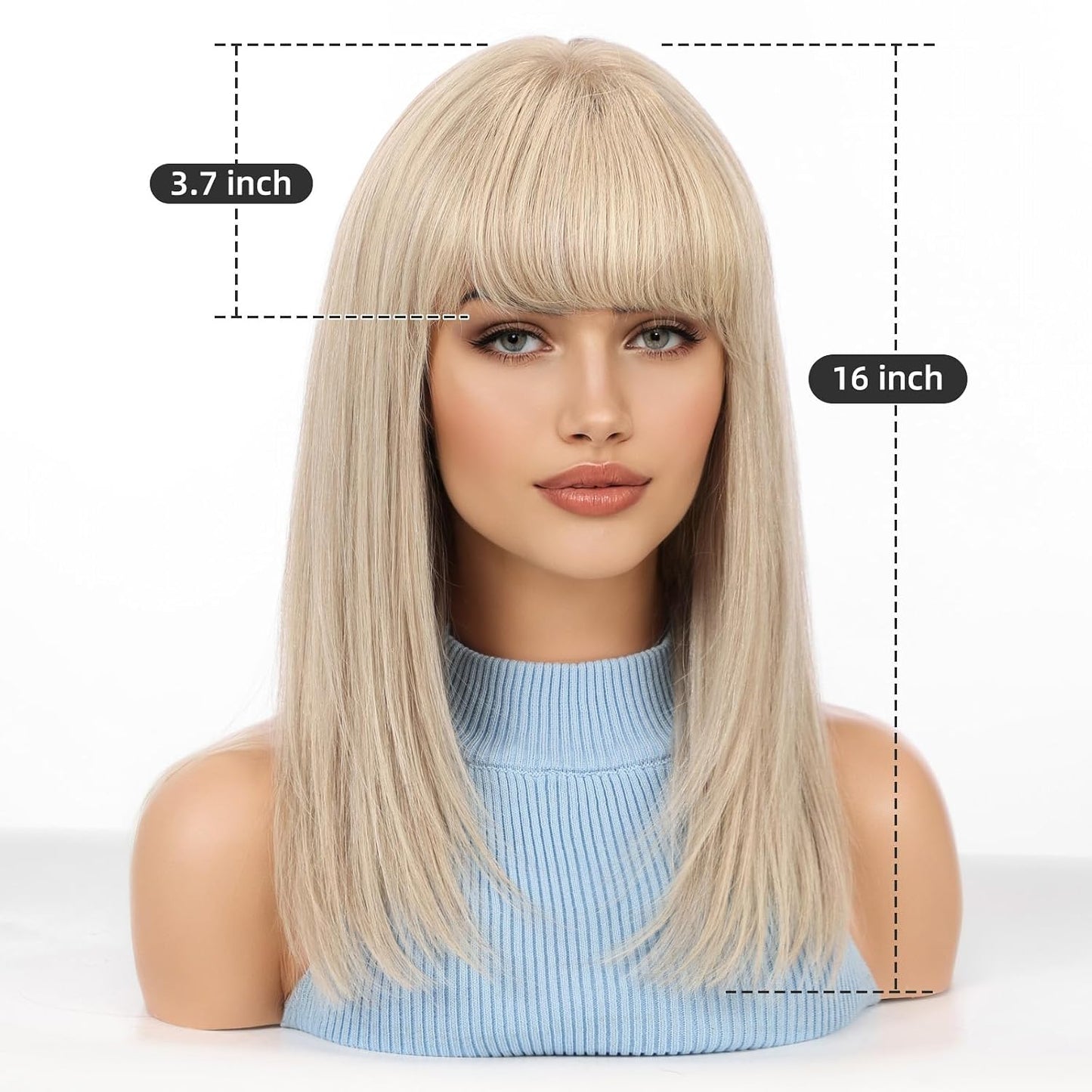 Wear but free KKU - Peluca de cabello humano de 16 pulgadas, peluca...