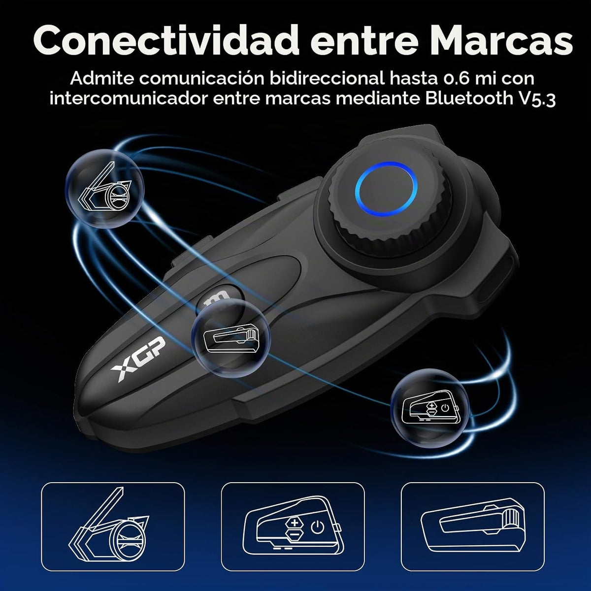 XGP X10 10 Riders Group Intercomunicador de malla para motocicleta,...