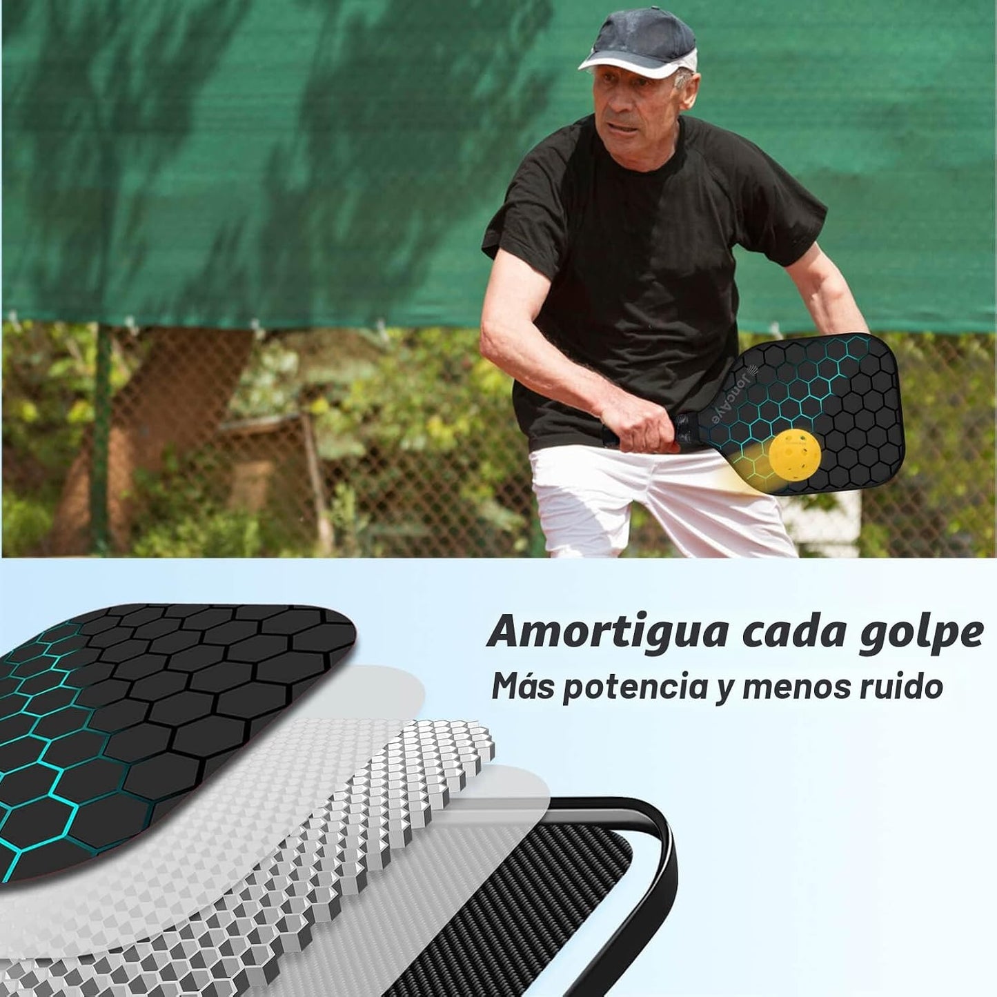 JoncAye Pickleball Paddles Juego de 4 o 2, raquetas de fibra de vid...