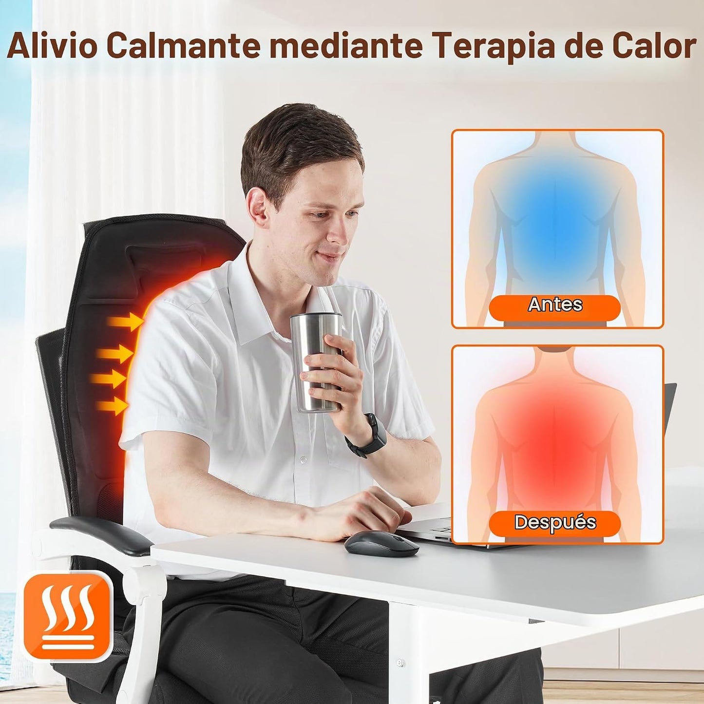 comrelax Cojín de asiento de masaje con ventilador de calor y enfri...