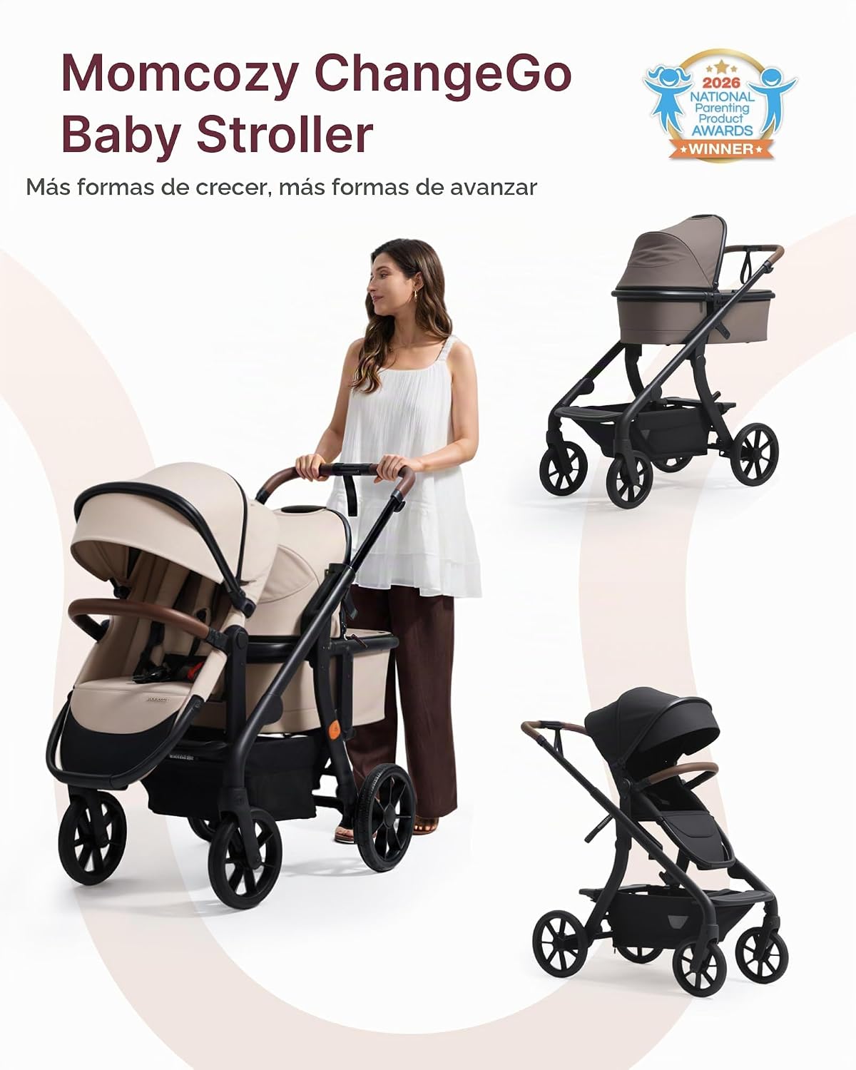 Momcozy ChangeGo - Cochecito de bebé, cochecito convertible de una...