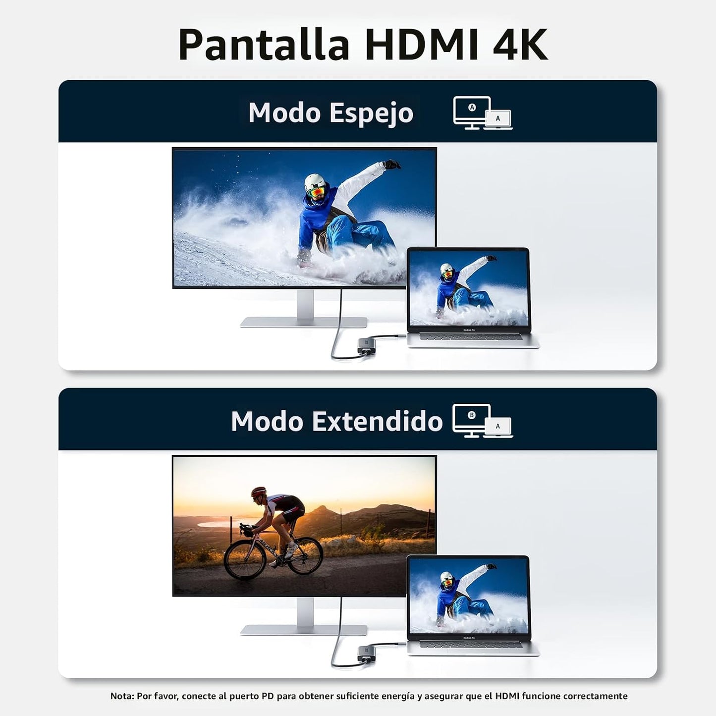 Acer Hub USB C, Adaptador Multipuerto 7 en 1 para Laptop, 4K, Divis...
