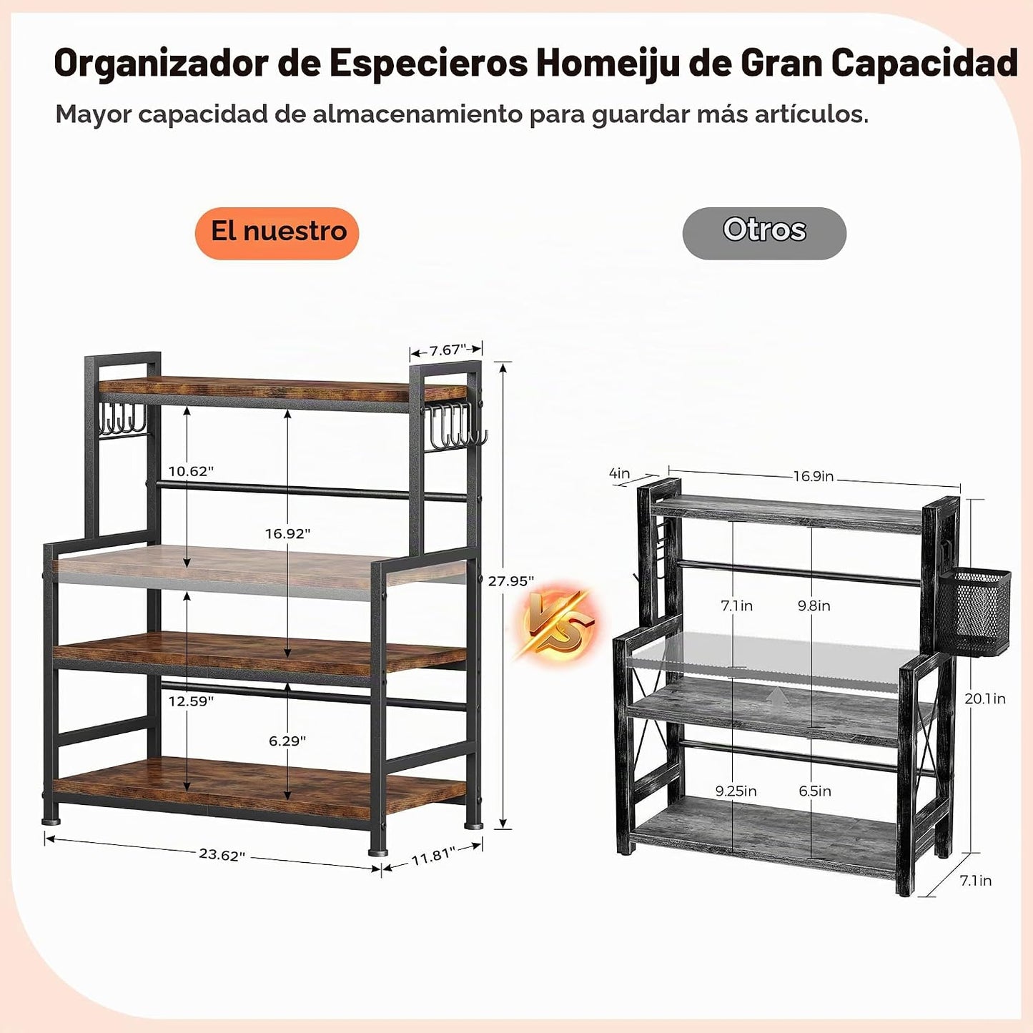 Organizador Grande de Encimera de Cocina de 23.6"W, Organizador...