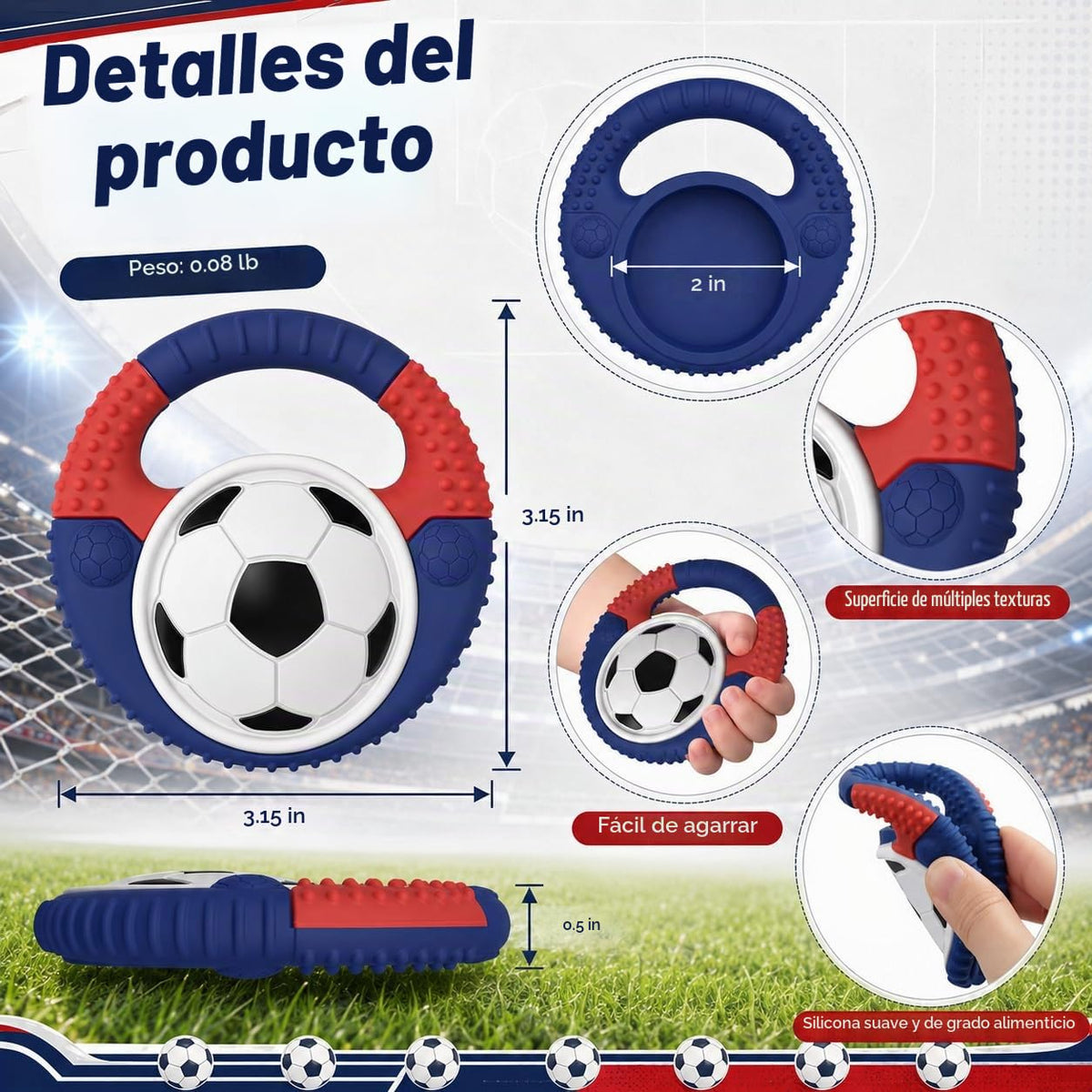 Juguetes de dentición de silicona para bebés con temática de fútbol...