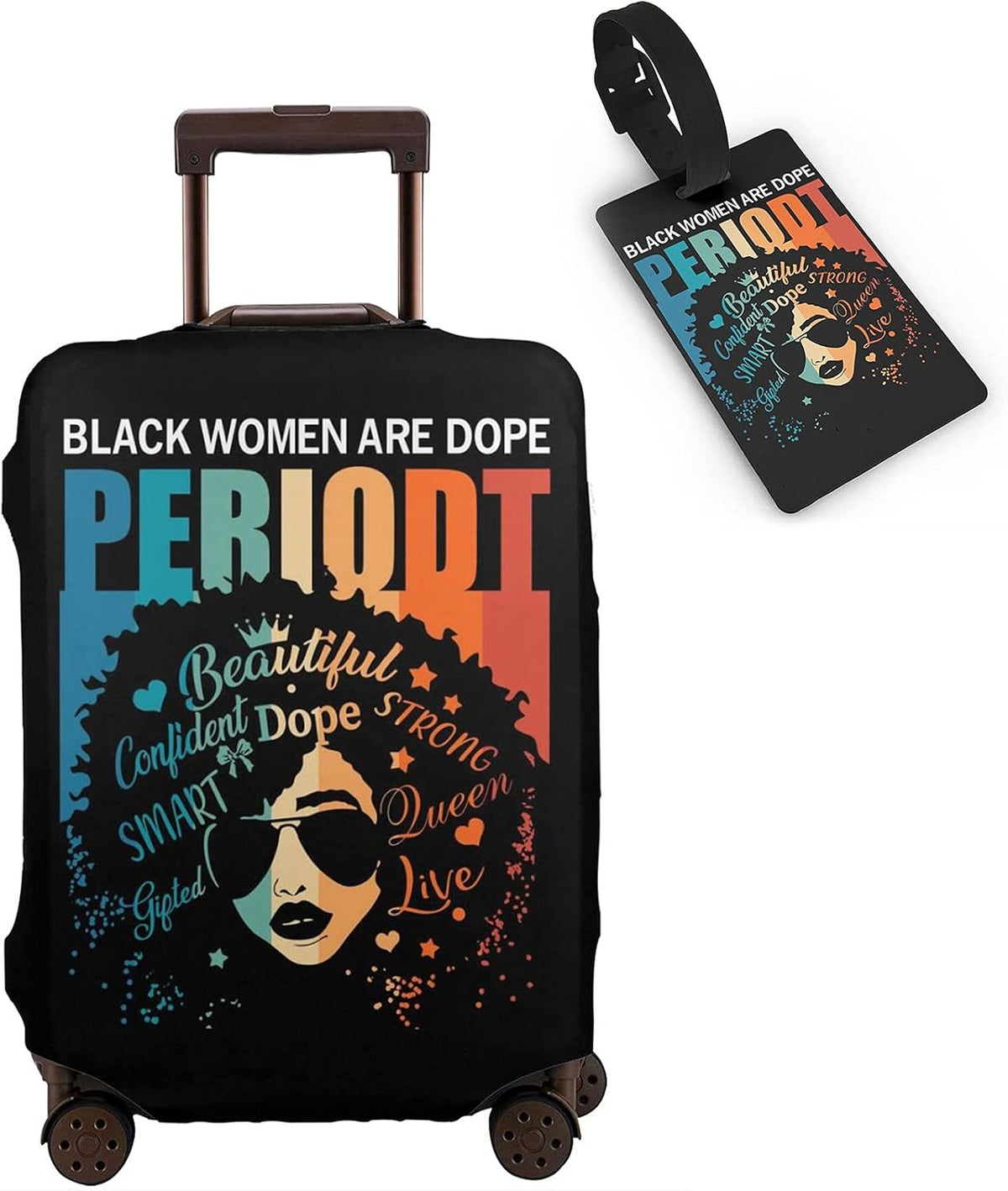 Hepmant Protector de maleta de viaje para mujer afroamericana, elás...