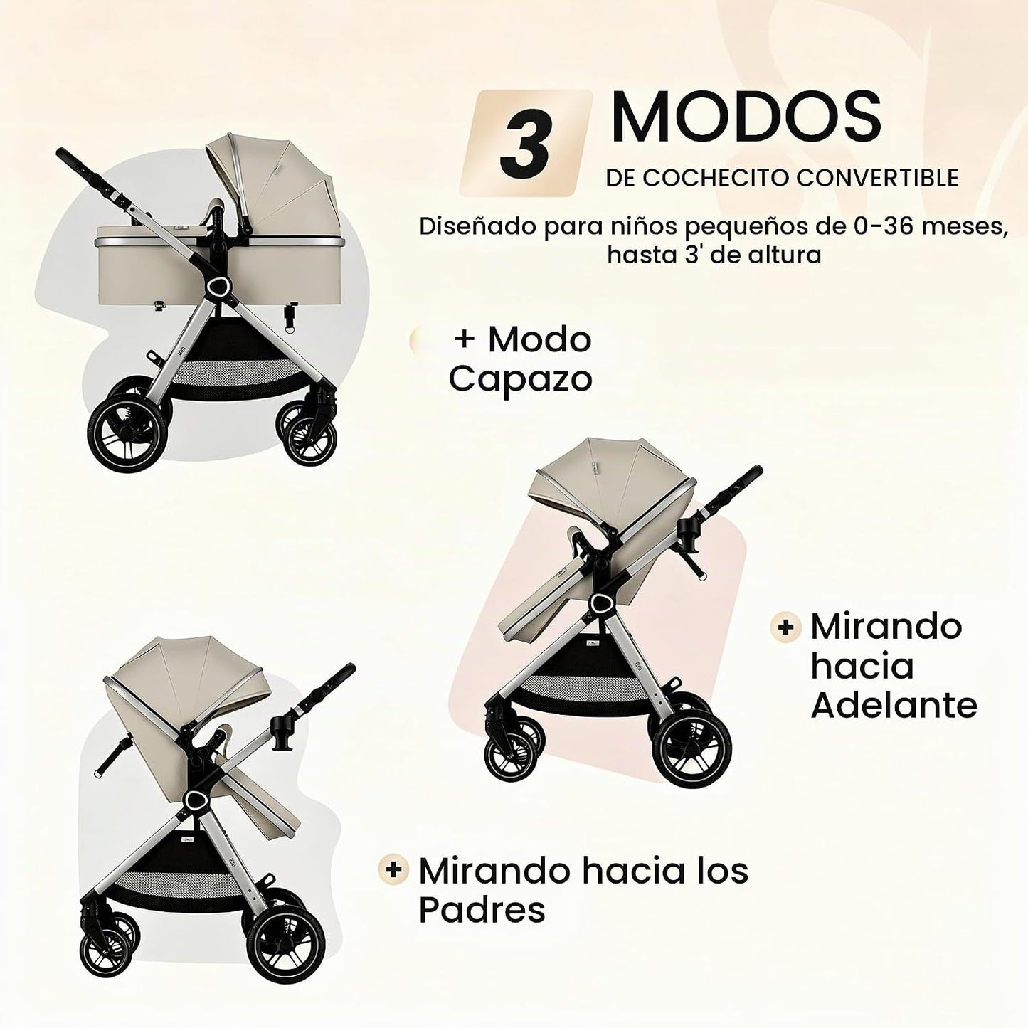 Accombe Cochecito de bebé convertible 2 en 1 para recién nacidos a...