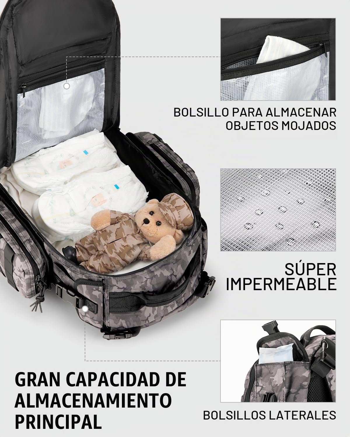Bolsa de pañales para papá, mochila para pañales para hombres con c...