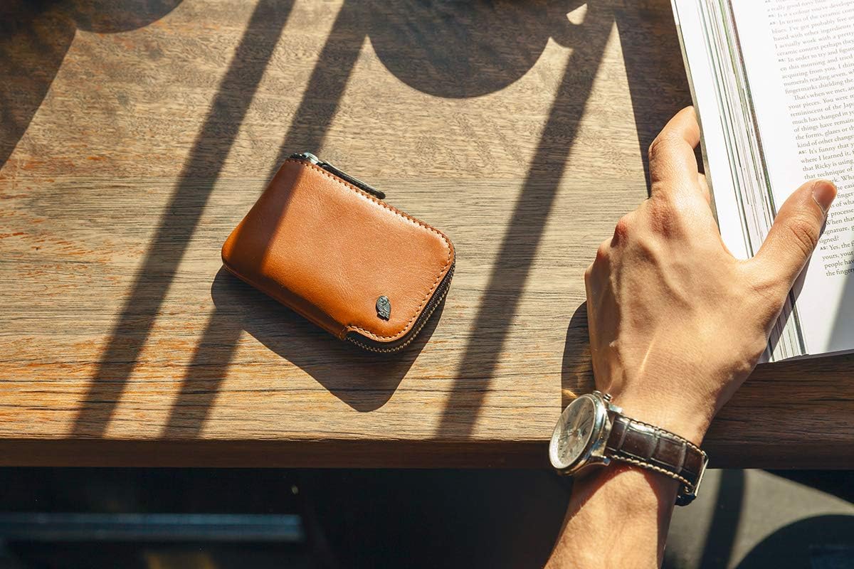Bellroy - Tarjetero (pequeña cartera de cuero con cremallera, con c...