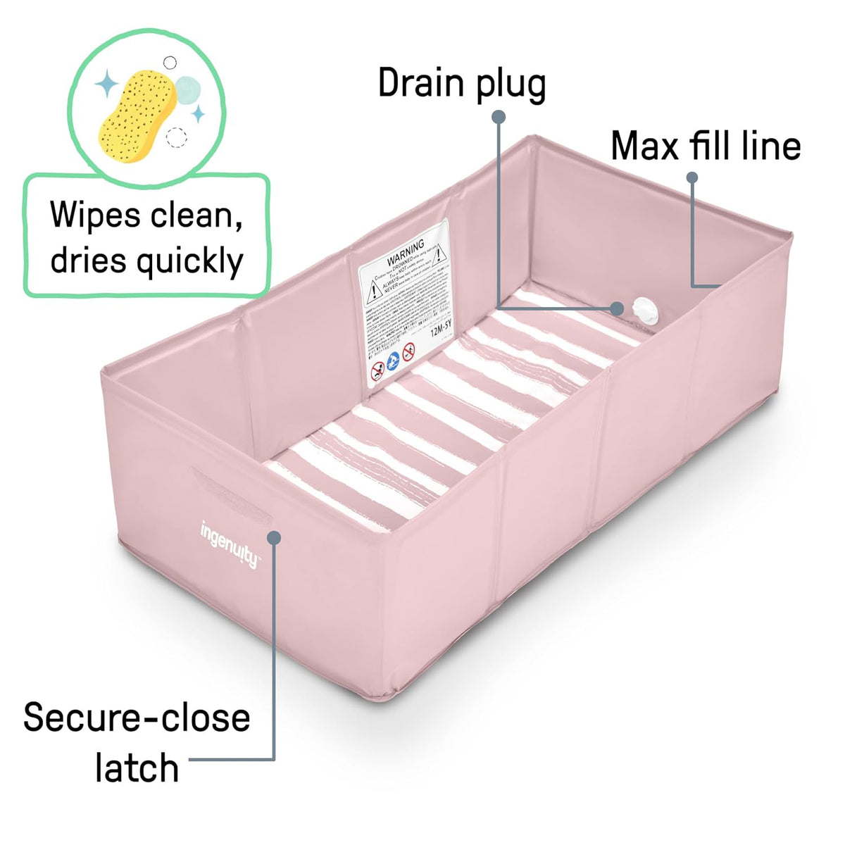 Ingenuity Tuckaway - Bañera plegable para niños pequeños, convierte...