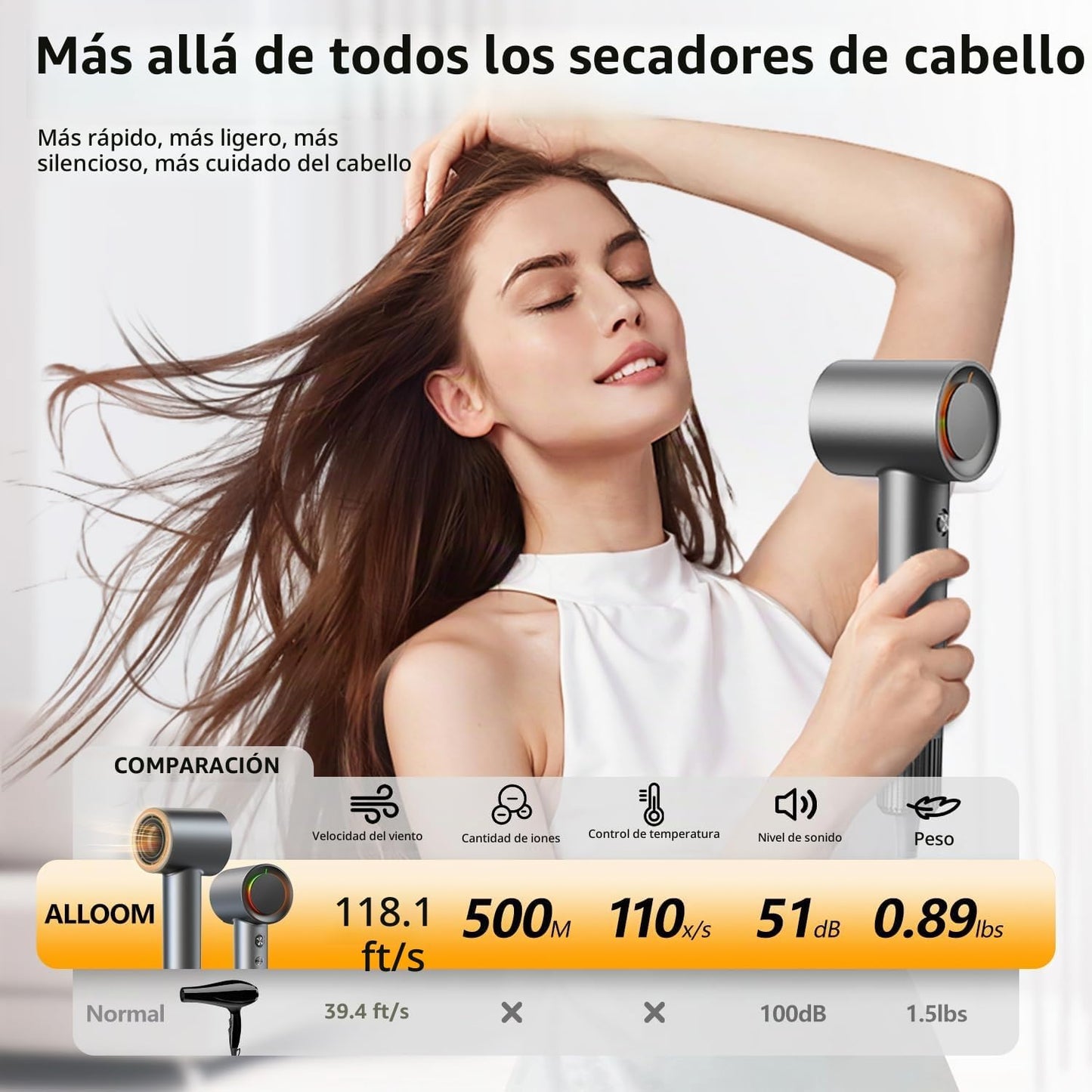 Secado rápido sin calor extremo, secador de pelo de alta velocidad...