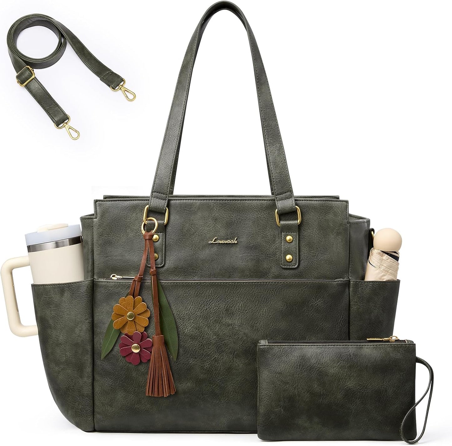 LOVEVOOK Laptop Tote Bag for Women, Vintage Work Teacher Bag with C...