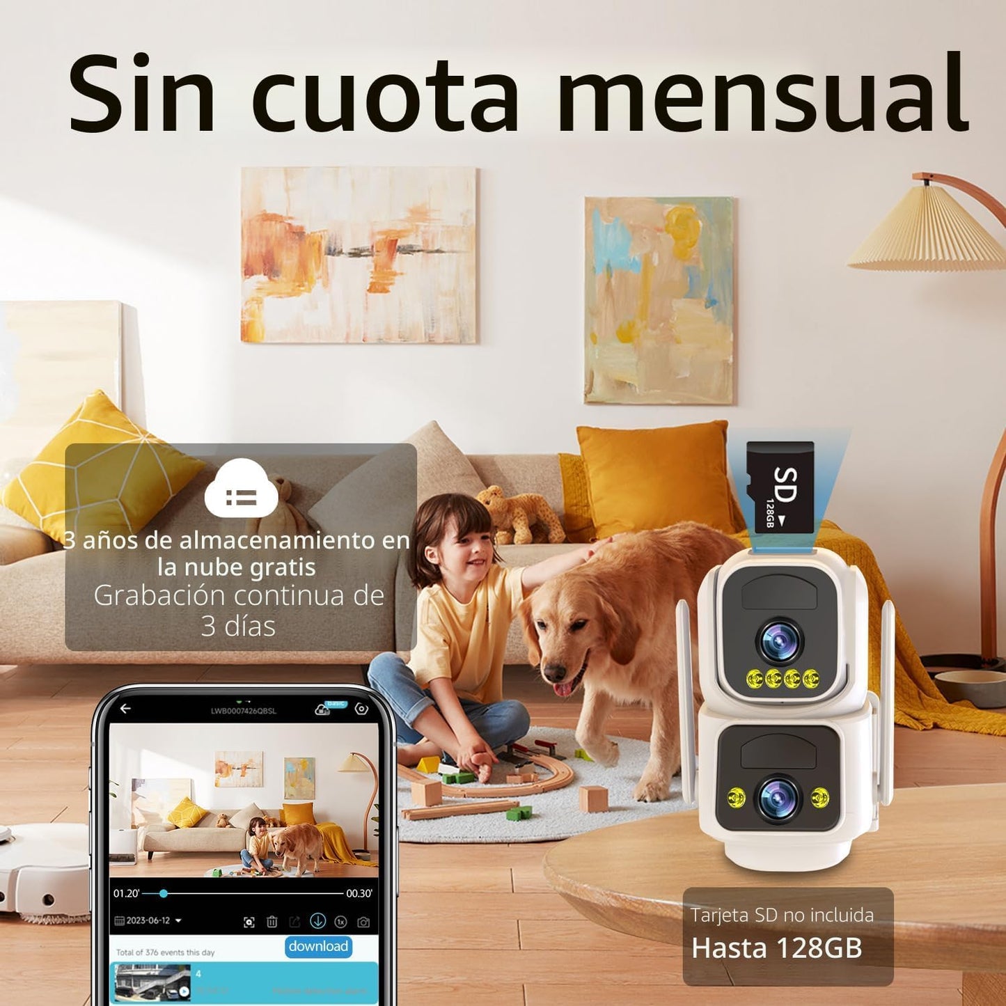 Luovisee Cámaras de seguridad solares inalámbricas para exteriores,...