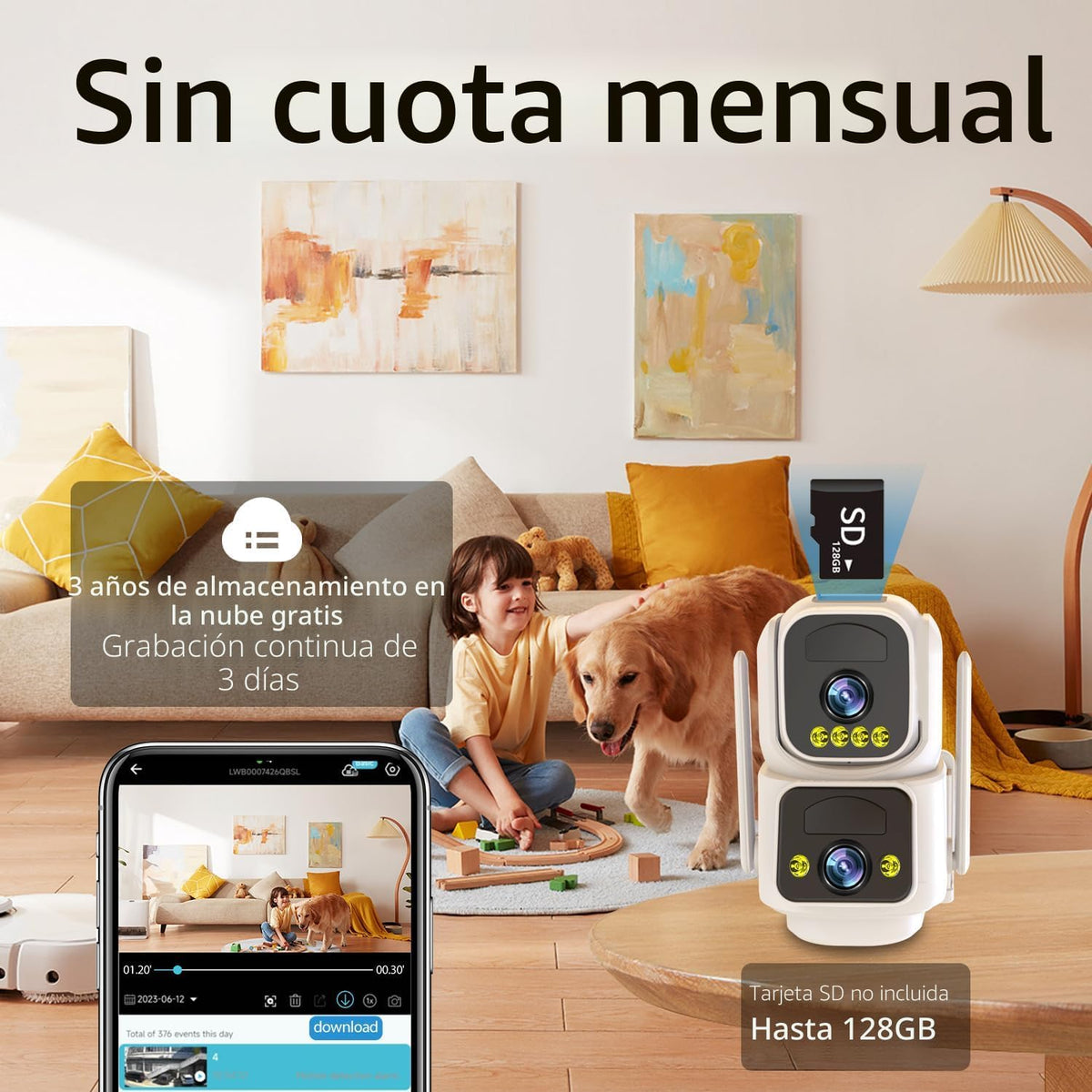 Luovisee Cámaras de doble lente para exteriores para cámaras de seg...