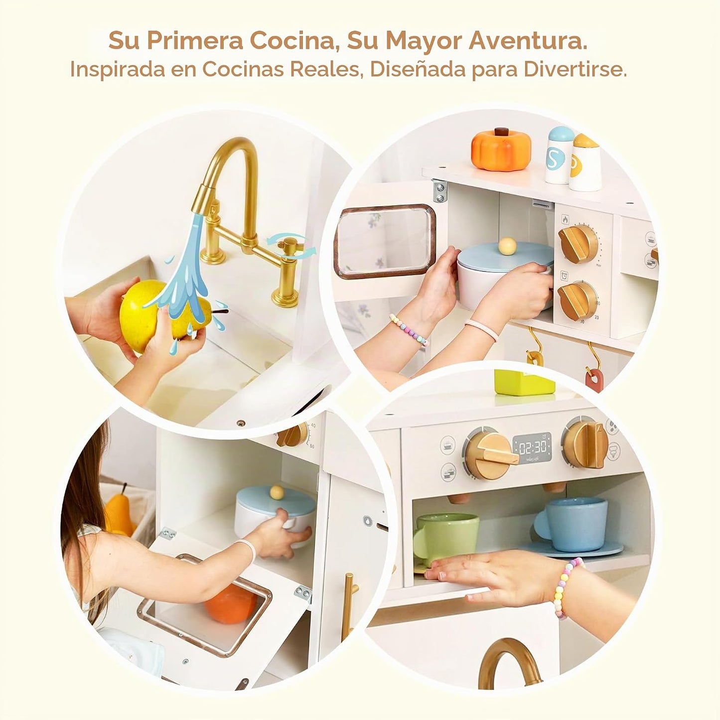 Cocina de juego de madera para niños con máquina de hielo: pequeño...