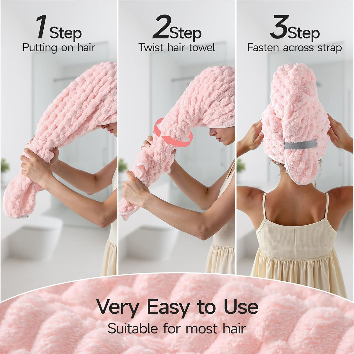 REDKISS Paquete de 3 Toallas de Microfibra para el Cabello - Toalla...