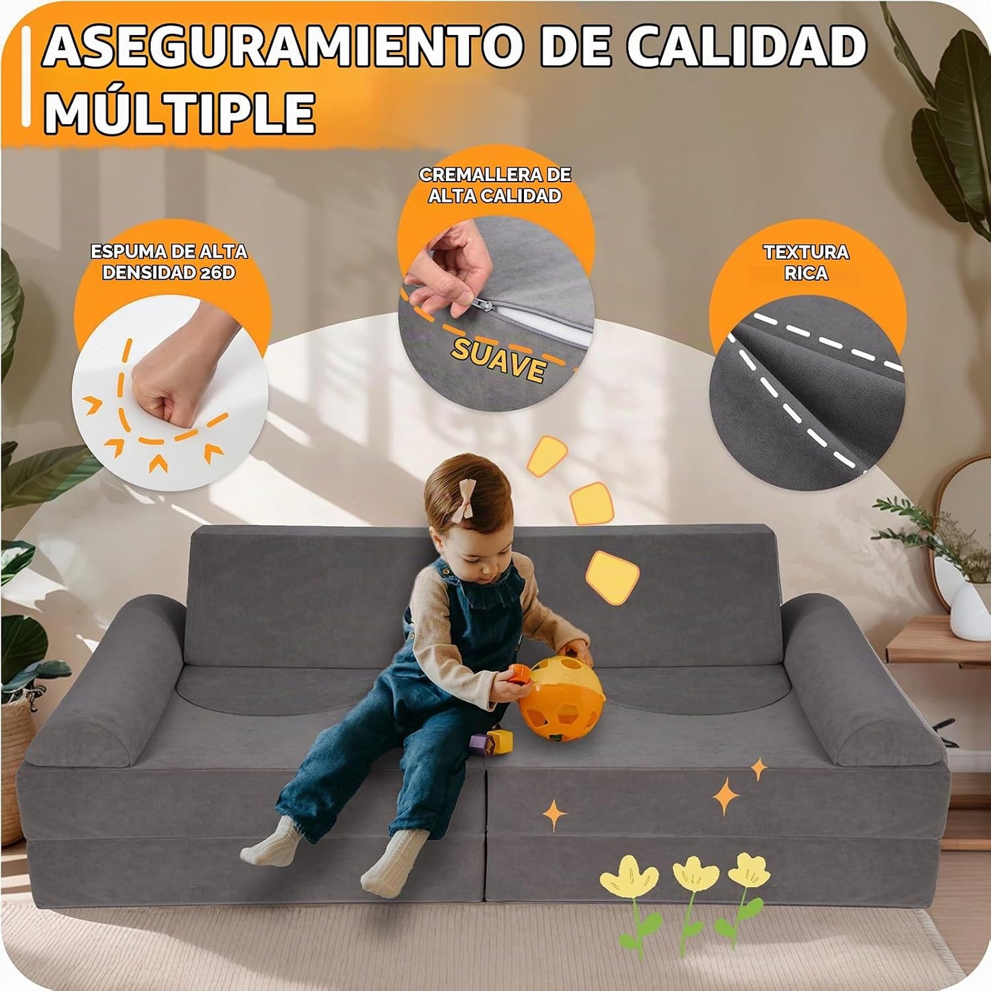 Winhomish Sofá para niños pequeños, 12 piezas, sofá modular de jueg...