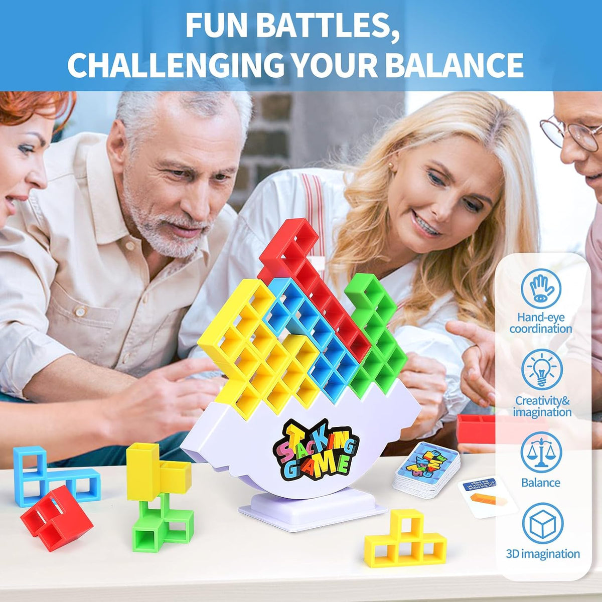 BBnote Juego de pila de 48 piezas para adultos y niños, juegos de t...