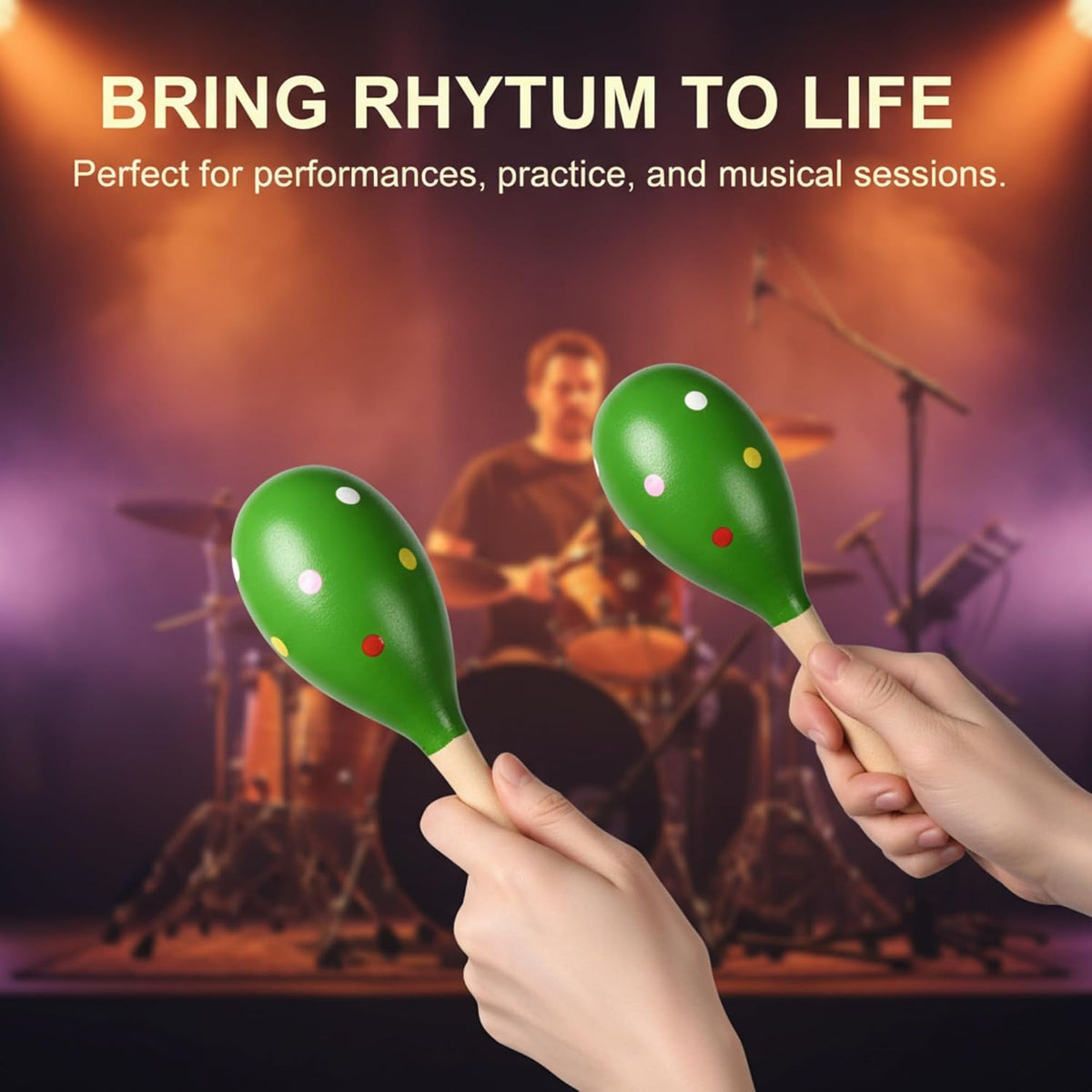 4 piezas Maracas, instrumento de maraca de madera de 9 pulgadas (pu...
