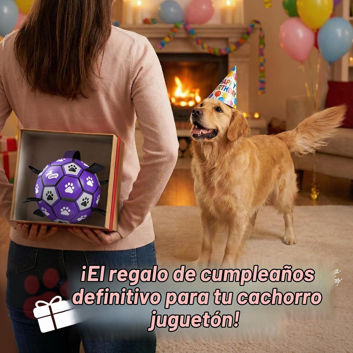 QDAN - Pelota de fútbol para perros - Bolas duraderas grandes para...
