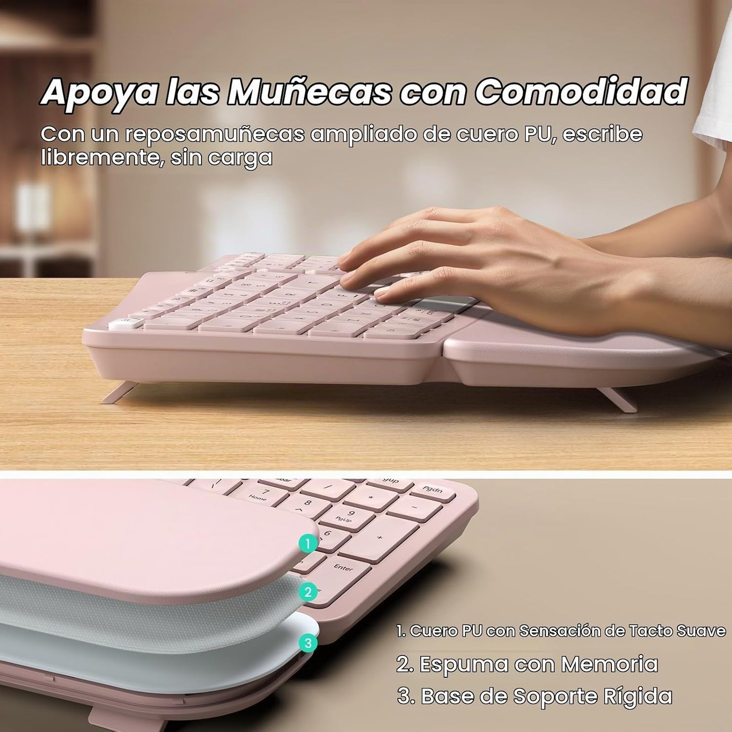 Nulea RT05 Teclado ergonómico inalámbrico, teclado dividido con rep...
