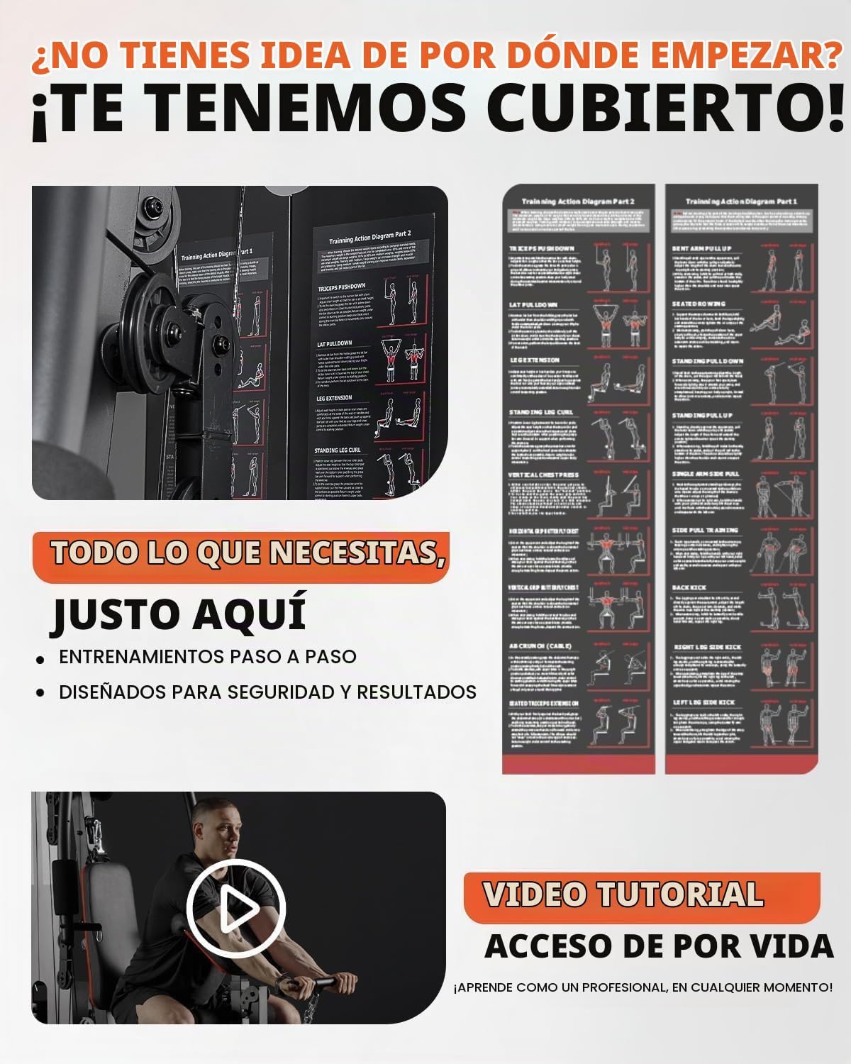 Mikolo Gimnasio en casa, estación de entrenamiento con pila de pesa...