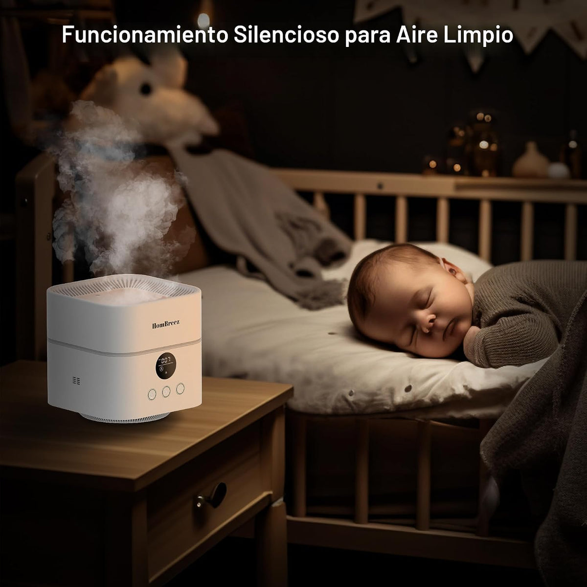 HomBreez Combo de purificador de aire y humidificador para dormitor...