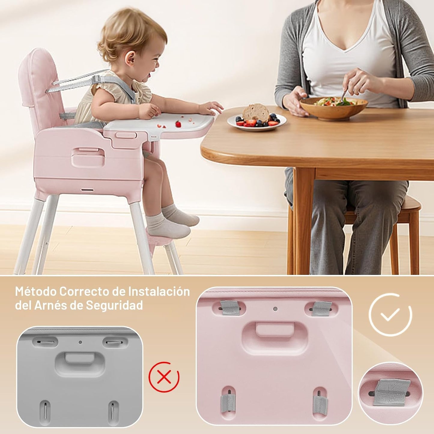 Obee Odee Silla alta portátil 3 en 1 para bebés y niños pequeños (r...