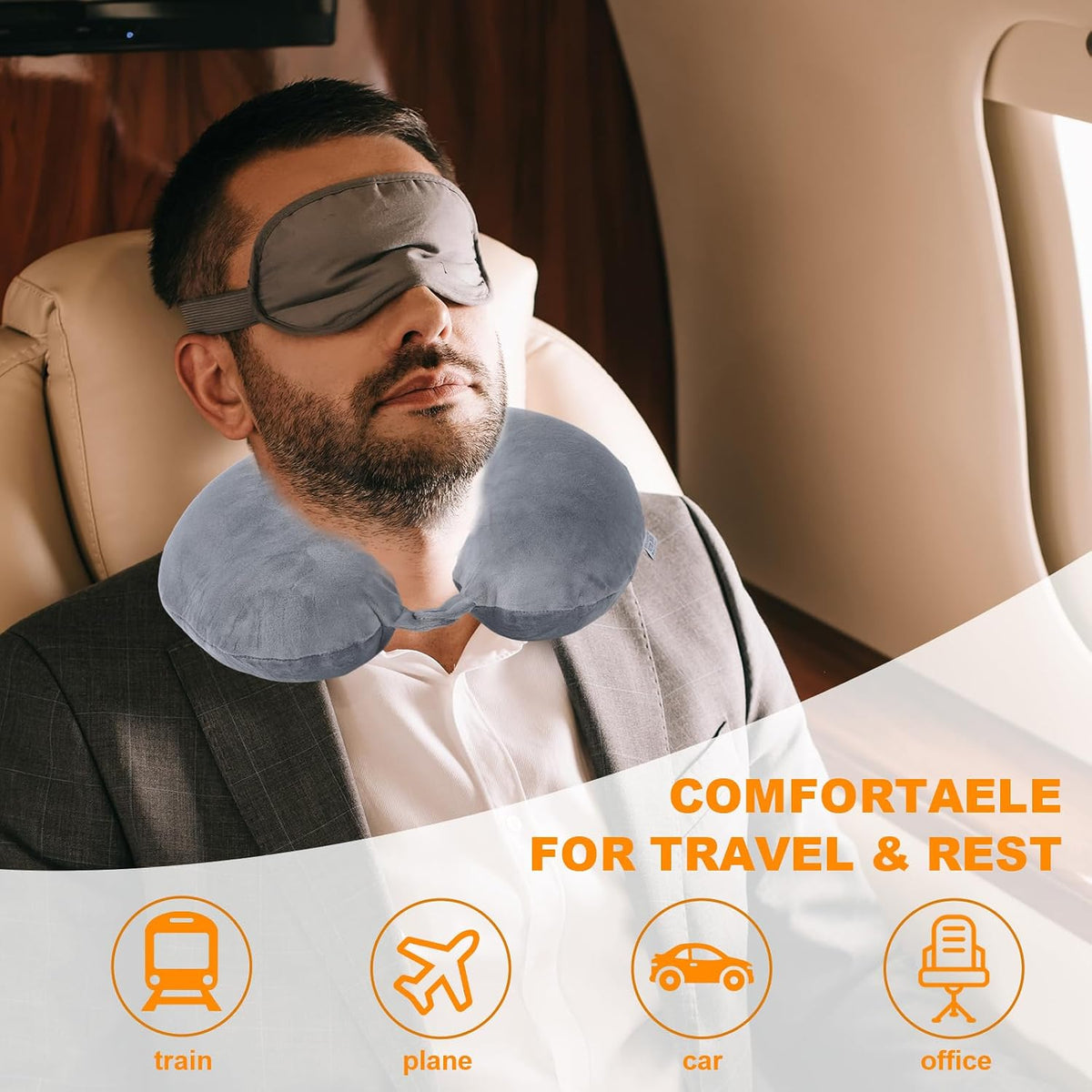 Far win Almohada de viaje, almohada cervical en forma de U de 100 %...