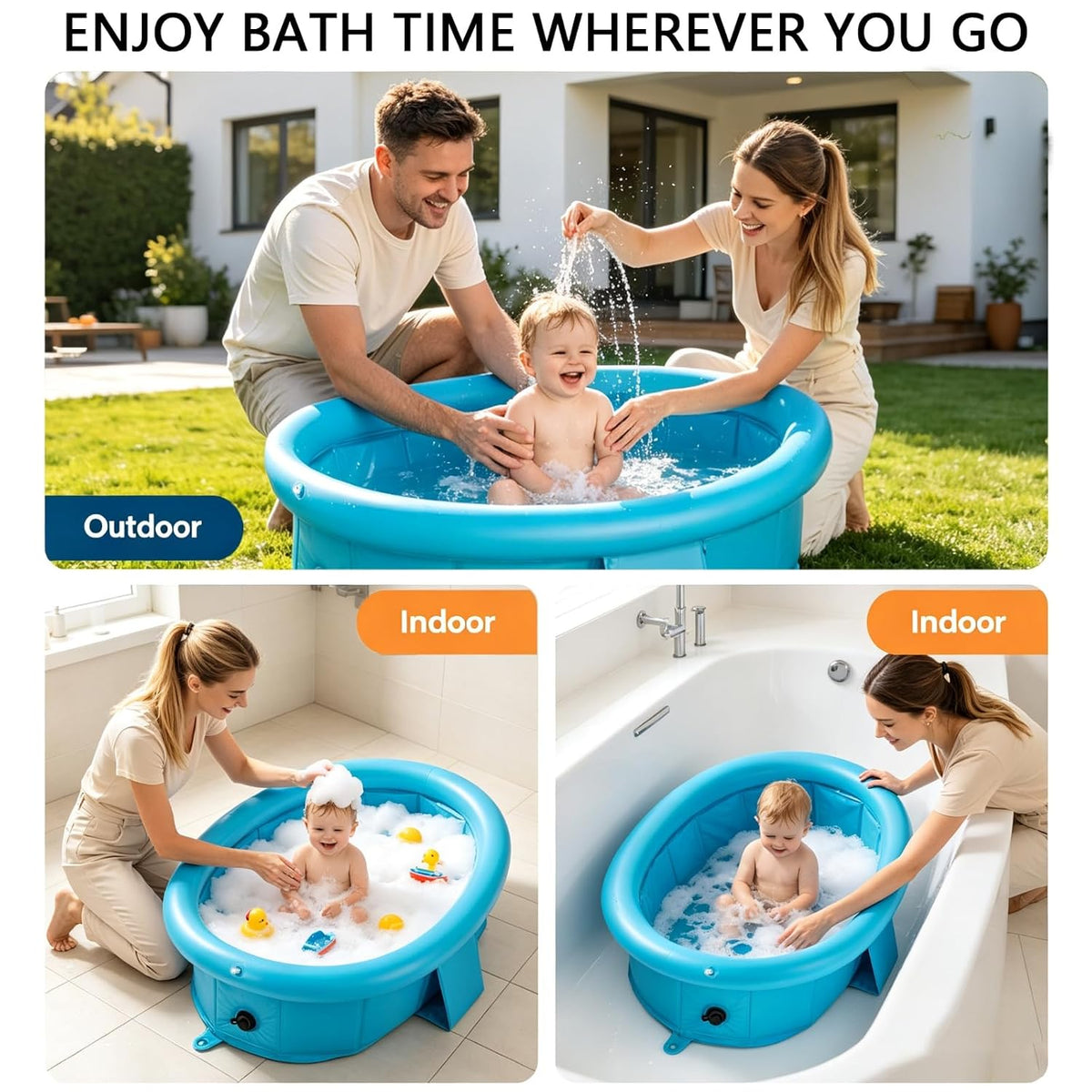 Bañera de bebé para recién nacidos hasta niños pequeños de 1 a 6 añ...