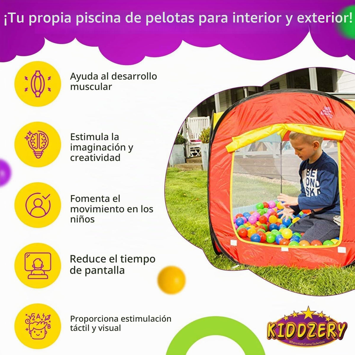 Piscina de pelotas para niños, carpa grande desplegable para niños...