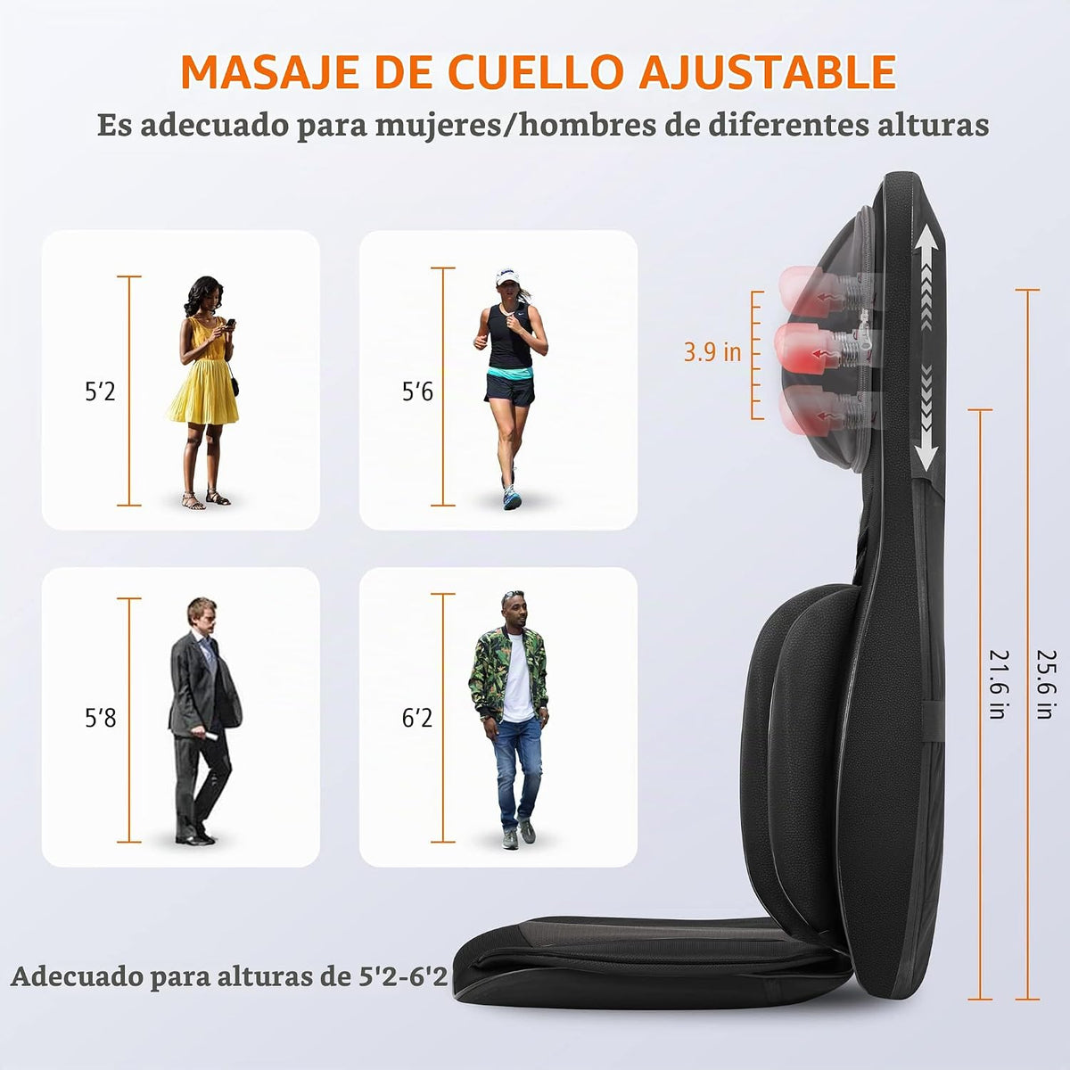 Snailax Masajeador de cuello y espalda con calor, almohadilla para...