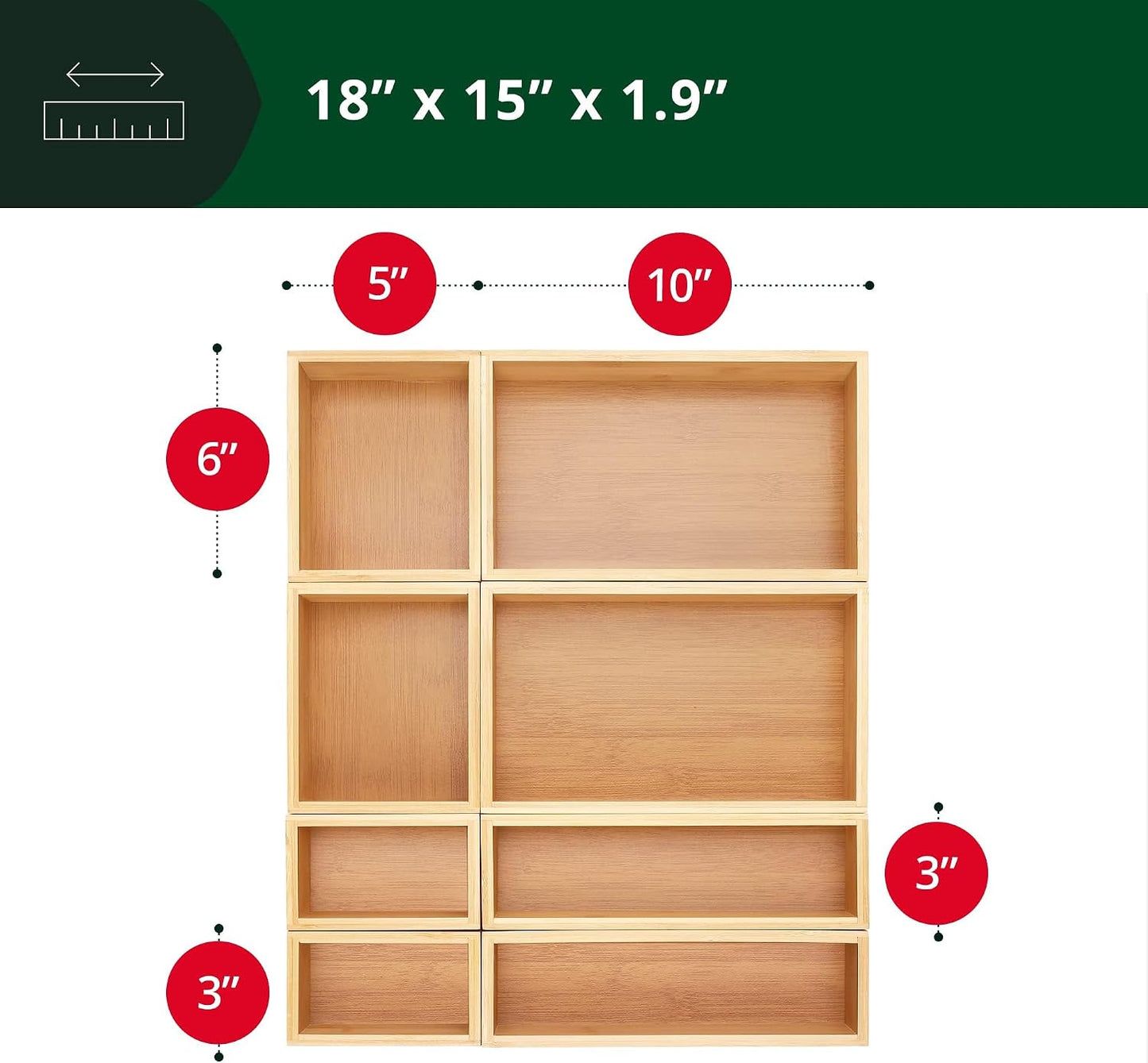 ROYAL CRAFT WOOD Juego de caja organizadora de joyas de bambú y cof...