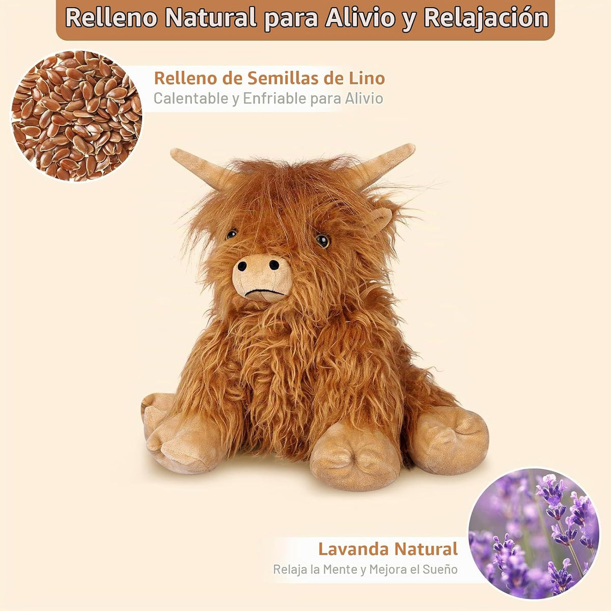 SuzziPals 2 Piezas de Peluche de Vaca Highland Calentable y Enfriab...