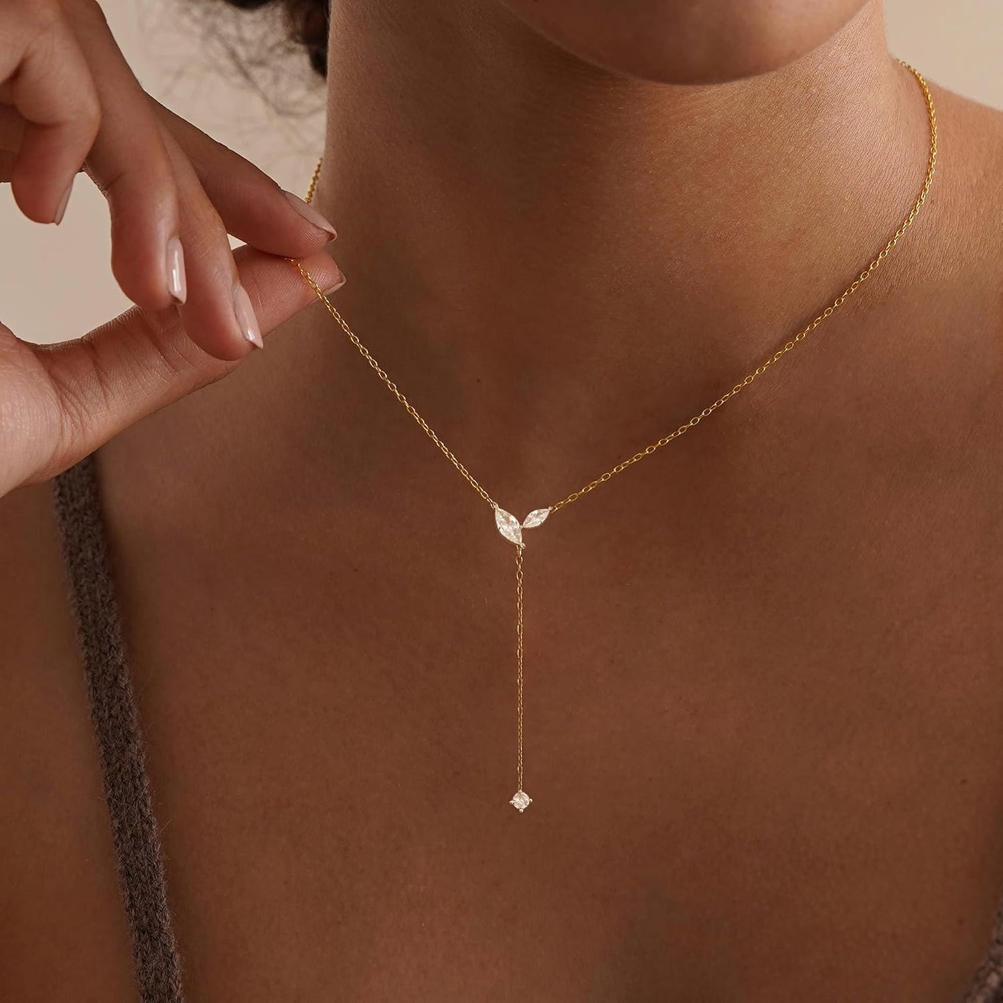 FUCJOEE Collar de oro para mujer, delicado collar largo de Lariat c...