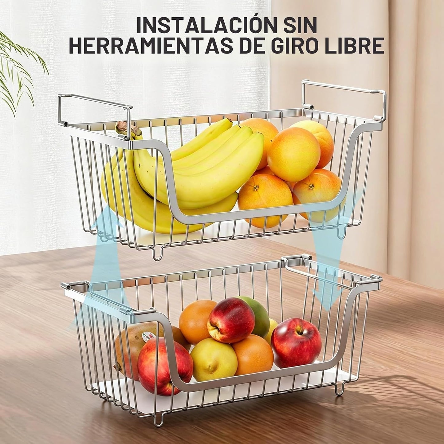 GAOKASE 4 cestas apilables de alambre para organizadores y almacena...