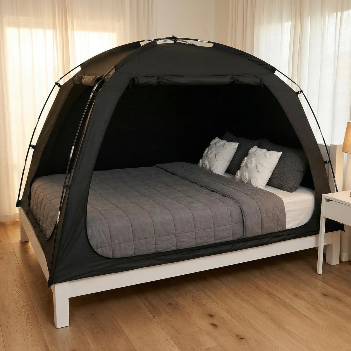 Alvantor® Tienda de campaña de cama tamaño matrimonial, 93% de opac...