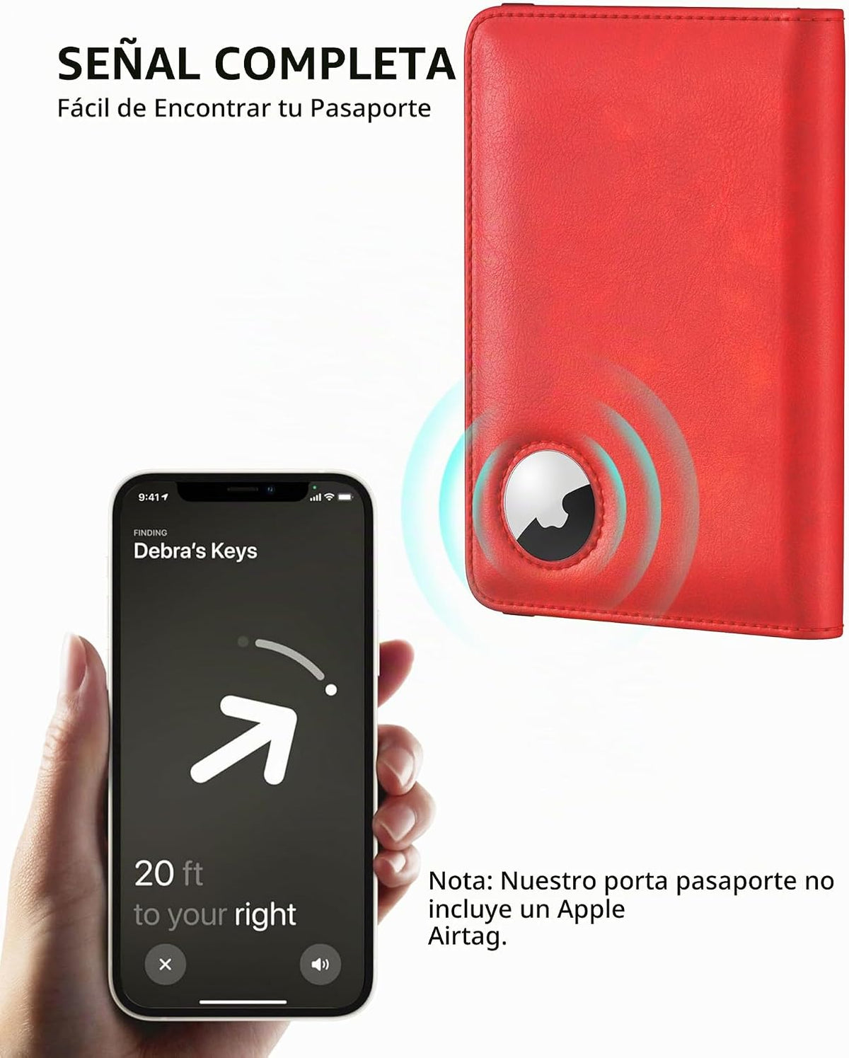 Stouchi AirTag - Cartera de viaje delgada RFID | Cuero PU ultradelg...