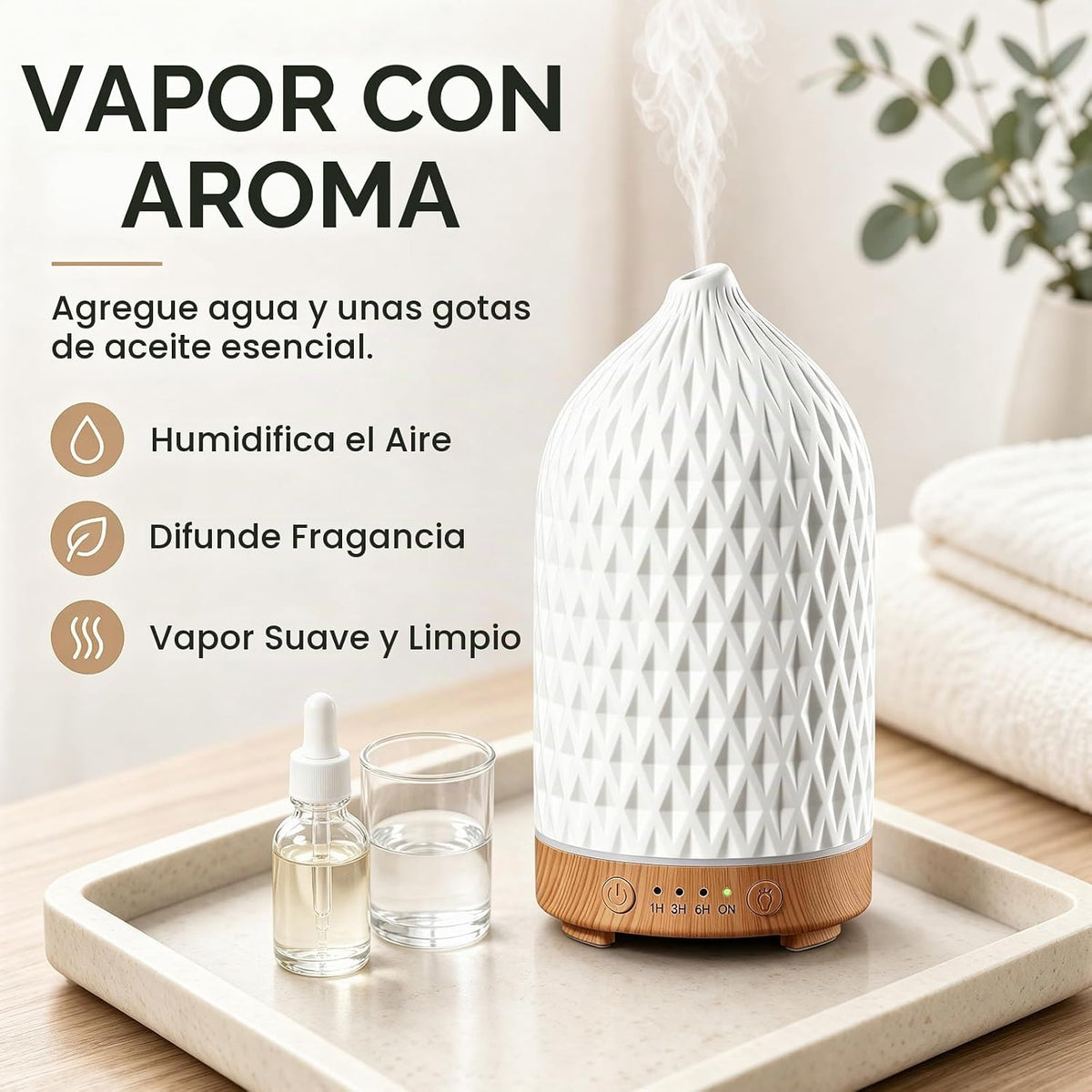 Gooamp Difusor de aceite esencial de cerámica 200ML para el hogar,...
