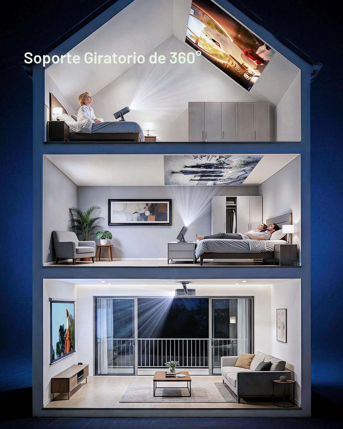 Proyector inteligente 4K [incluido con Google TV Stick] con WiFi y...