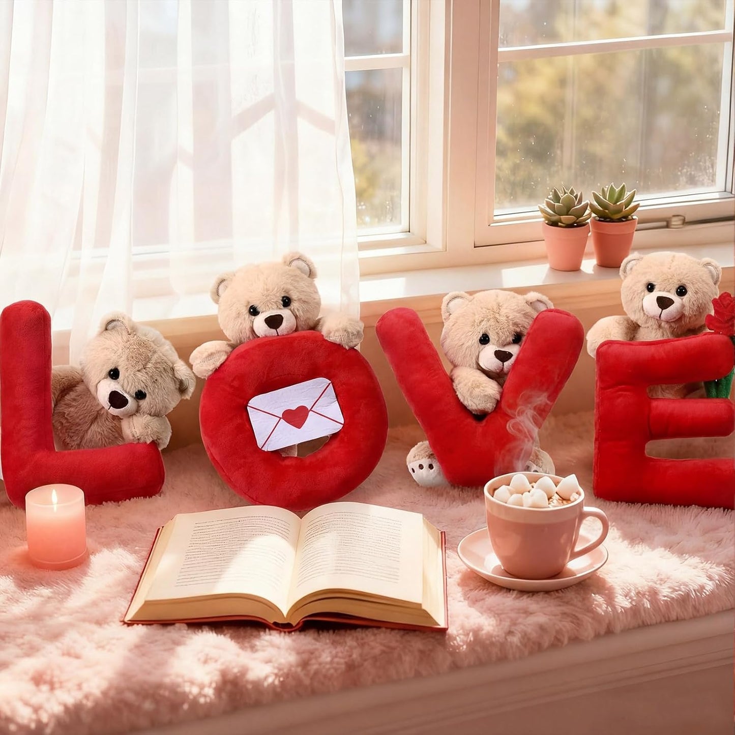 Jenaai 4 piezas de regalo de oso de peluche de San Valentín de 10 p...