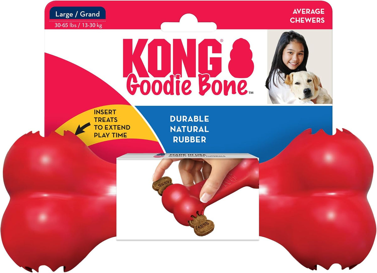 KONG Goodie Bone - Hueso de perro clásico de goma natural duradero,...