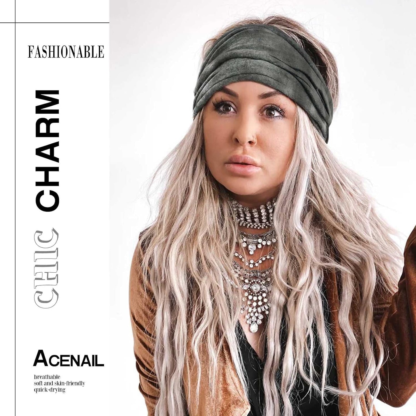 Acenail Diademas Anchas para Mujeres Turbante Anudado Diadema Elást...
