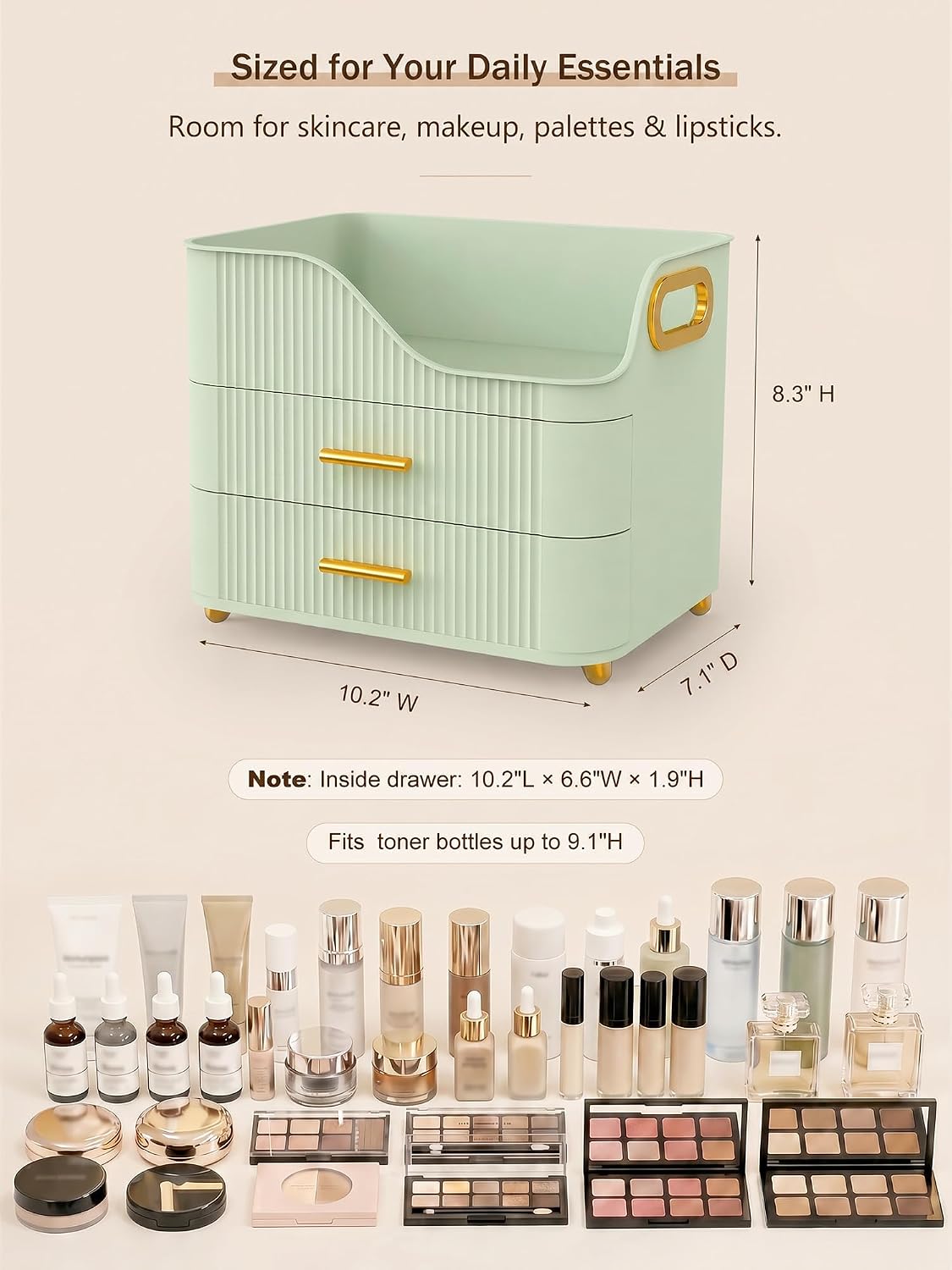 Booklov Organizador de maquillaje para encimera con cajones, caja d...