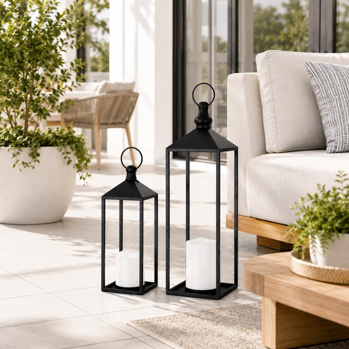 Faroles LED decorativos para interiores y exteriores, juego de faro...