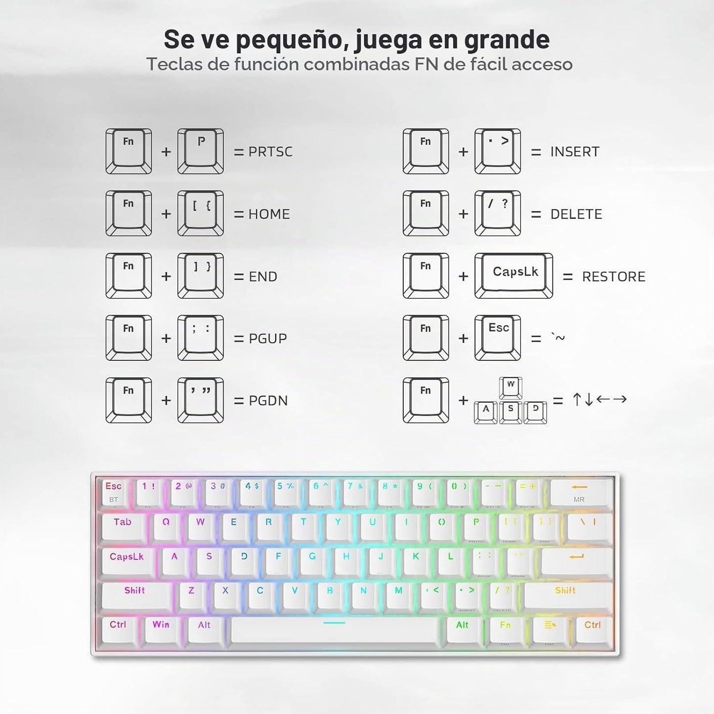 Redragon K530 Draconic - Teclado mecánico inalámbrico y compacto en...