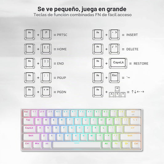 Redragon K530 Draconic - Teclado mecánico inalámbrico y compacto en...