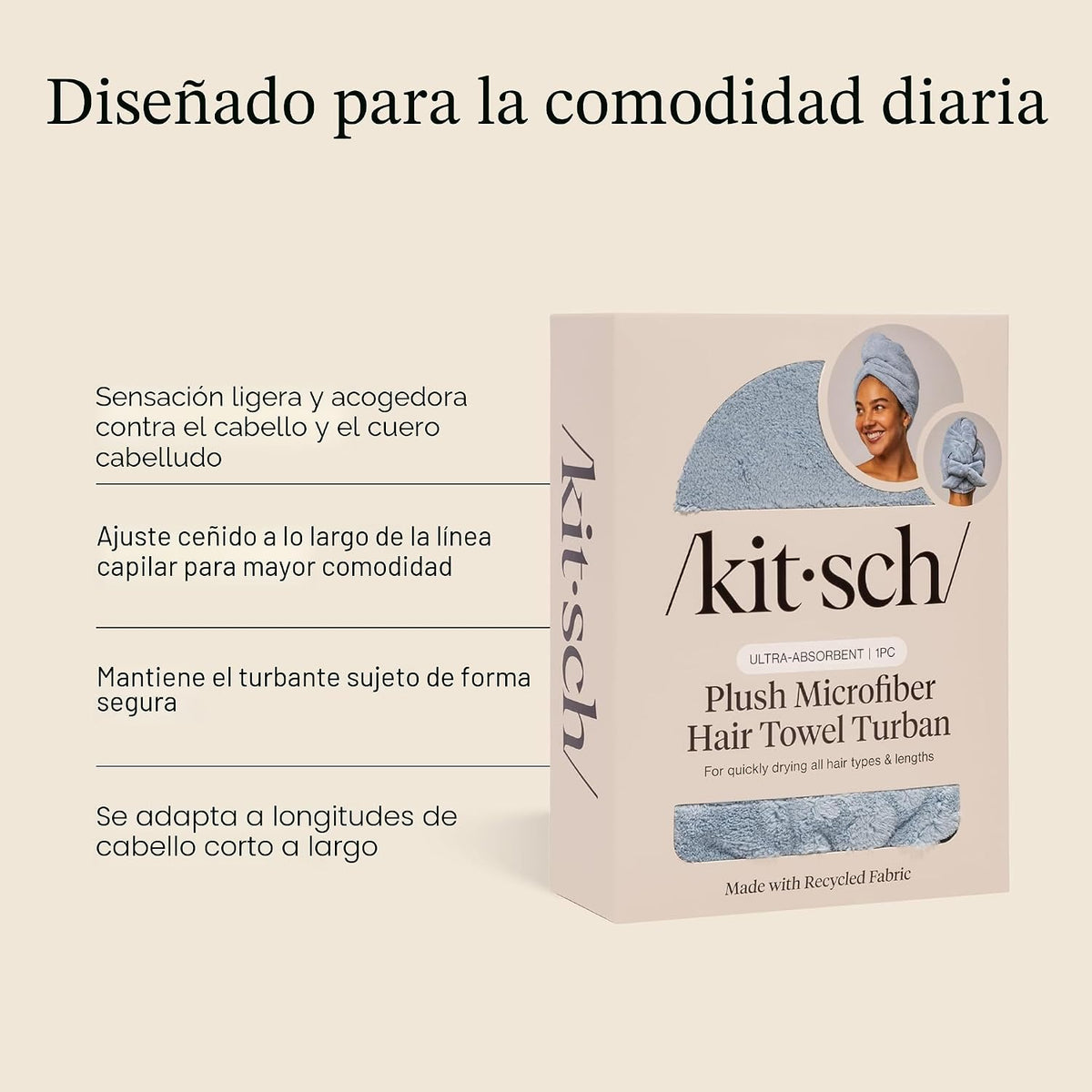 Kitsch Toalla de pelo de microfibra XL para mujer | Toallas de micr...