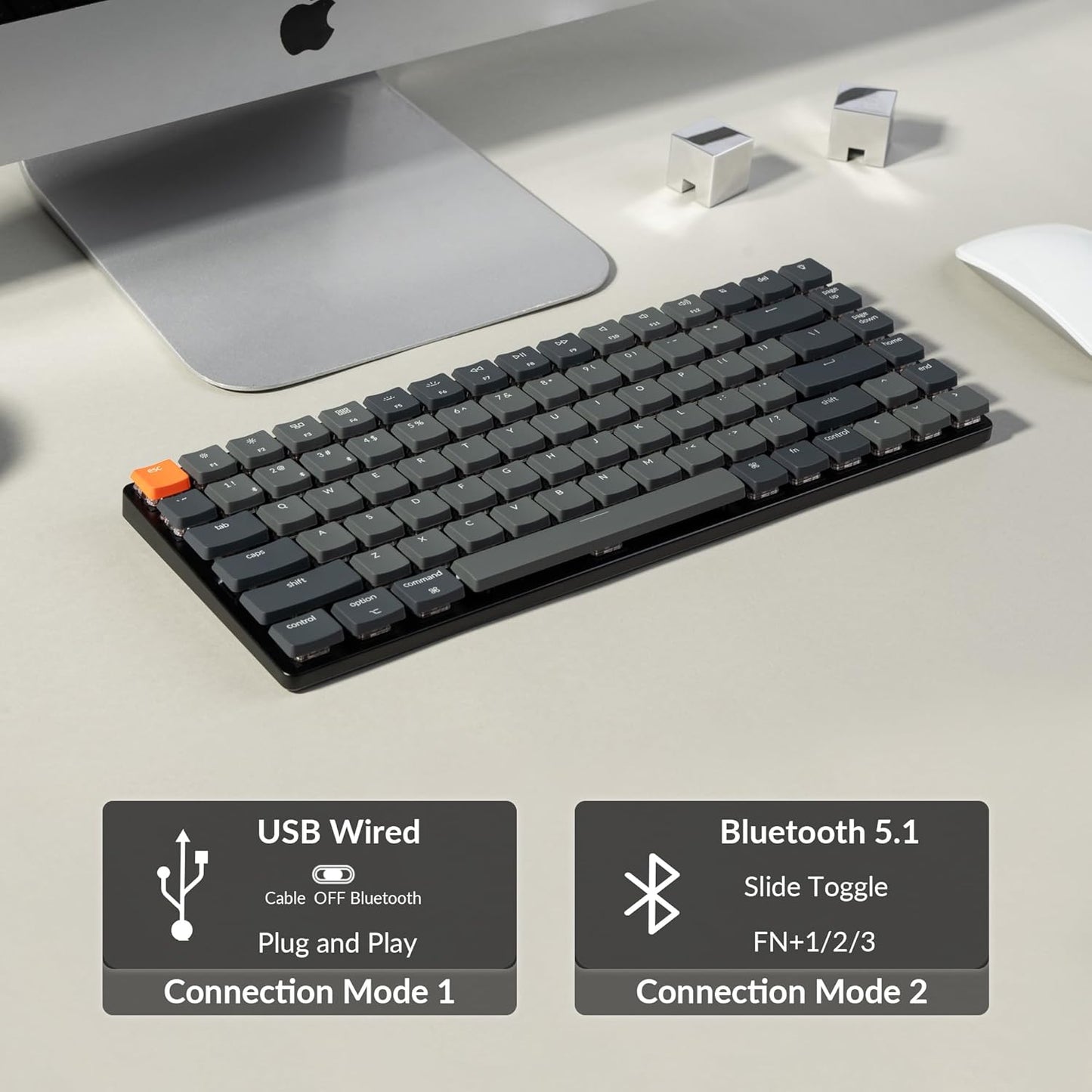 Keychron K3 Versión 2, Teclado mecánico inalámbrico Bluetooth\/USB...